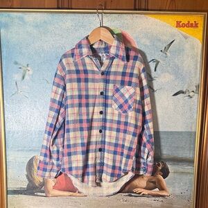 1970’s Vintage Flannel Plaid Button-Up Shirt